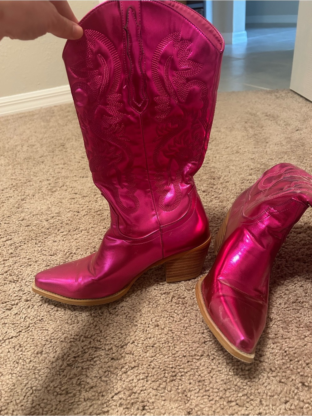 Women's Metallic Pink Western Cowboy Boots